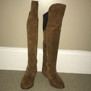Over The Knee Chestnut Brown Suede Boots